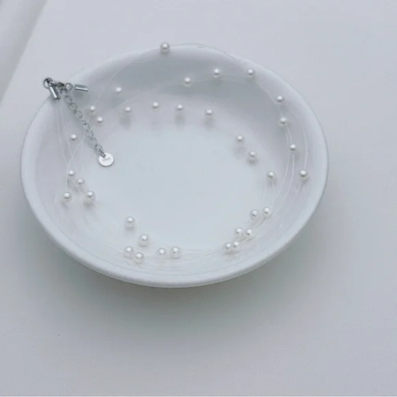 X680 Handmade S925 Freshwater Baby Pearl Triple Layer Floating Necklaces